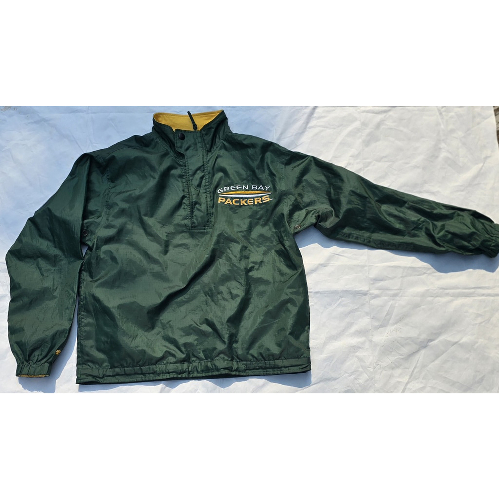 Vintage 90s NFL Mirage Green Bay Packers Jacket Adult Sz M Reversible 1/4 Zip